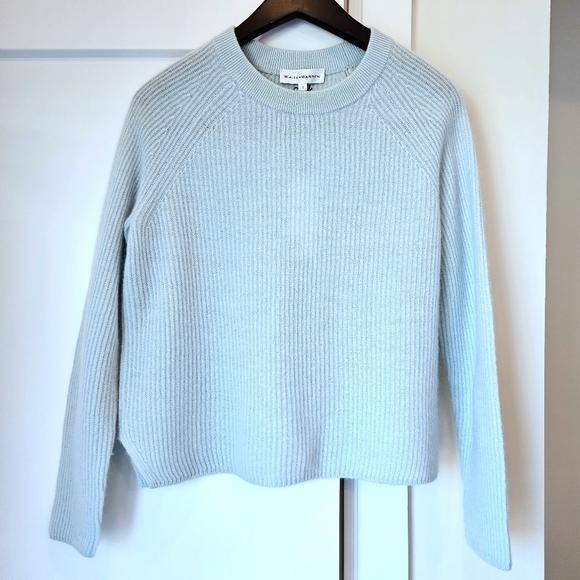 WHITE+WARREN CASHMERE FISHERMAN RIB CREWNECK pale jadeS